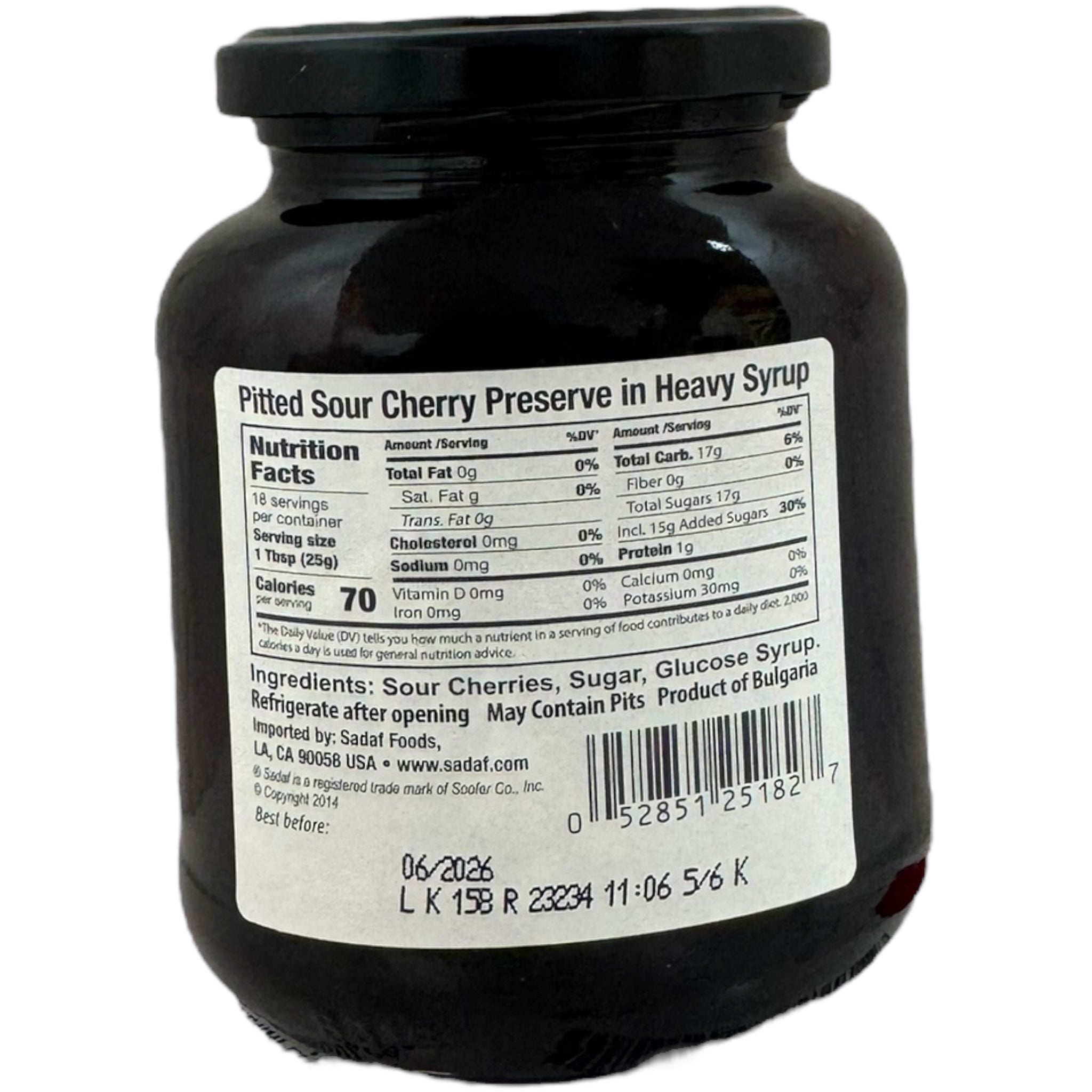 Sadaf Pitted Cherry Jam – Sour Cherry Preserve