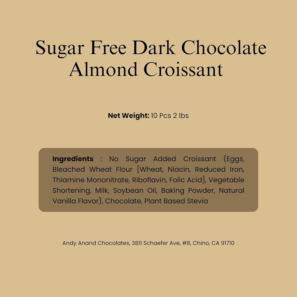 Andy Anand Dark Chocolate Almond Croissants Cake, 10 Pcs Handcrafted Guilt-Free Treats 2 lbs