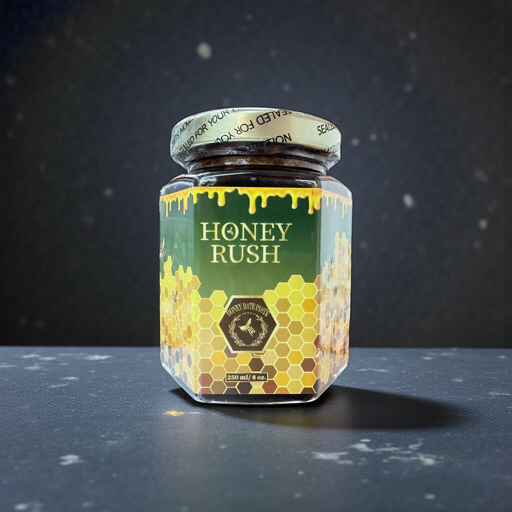 HONEY RUSH Artisan Honey - Energy  Support (8 OUNCES) honey jar