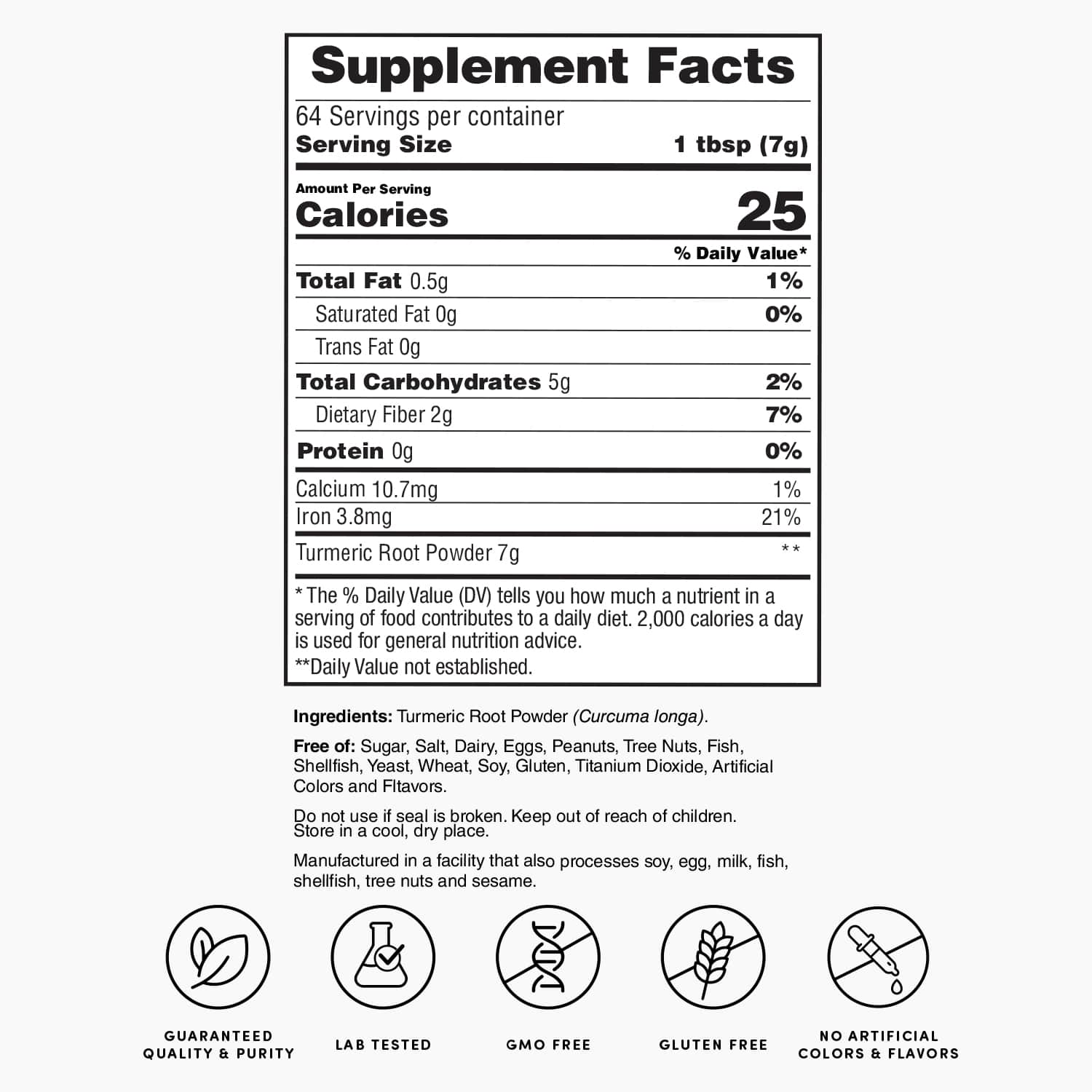 Nature's Lab Turmeric Root Powder - 1lb bag