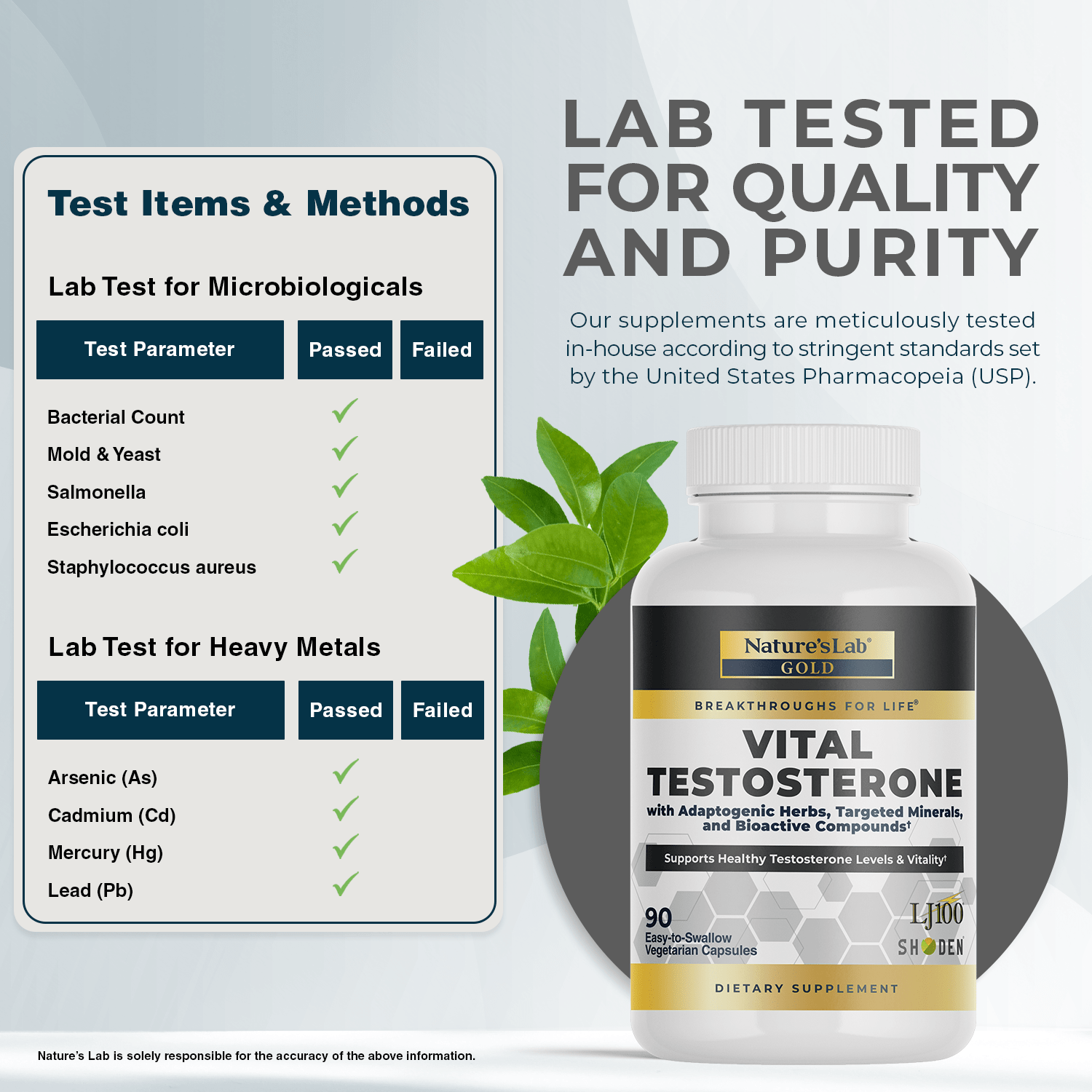 Nature's Lab Gold Vital Testosterone - 90 Capsules