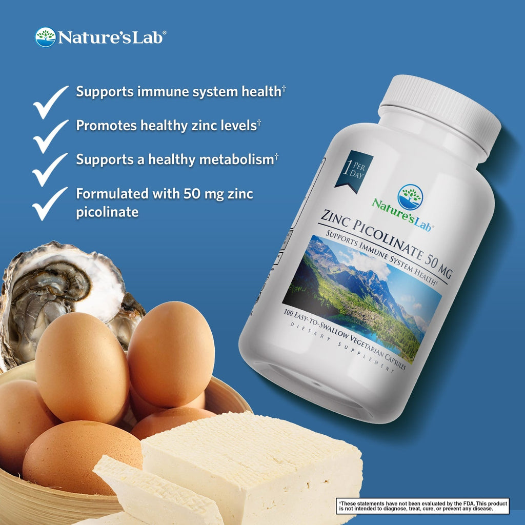 Nature's Lab Zinc Picolinate 50mg - 100 Capsules