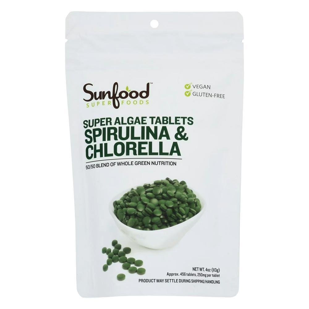Sunfood Superfoods - 'Spirulina & Chlorella' Super Algae Tablets (4OZ)